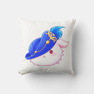 Cute Blue Wizard Bunny Sticker Throw Pillow