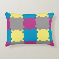 Cute Blue Yellow Purple Grey Puzzle Like Pattern
