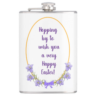 Cute Bluebell flowers holiday wreaths  Easter Hip Flask