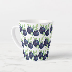Cute Blueberries Watercolor Art Hand-painted Latte Mug