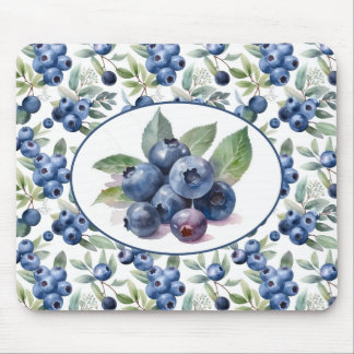 Cute Blueberries Watercolor Mouse Pad