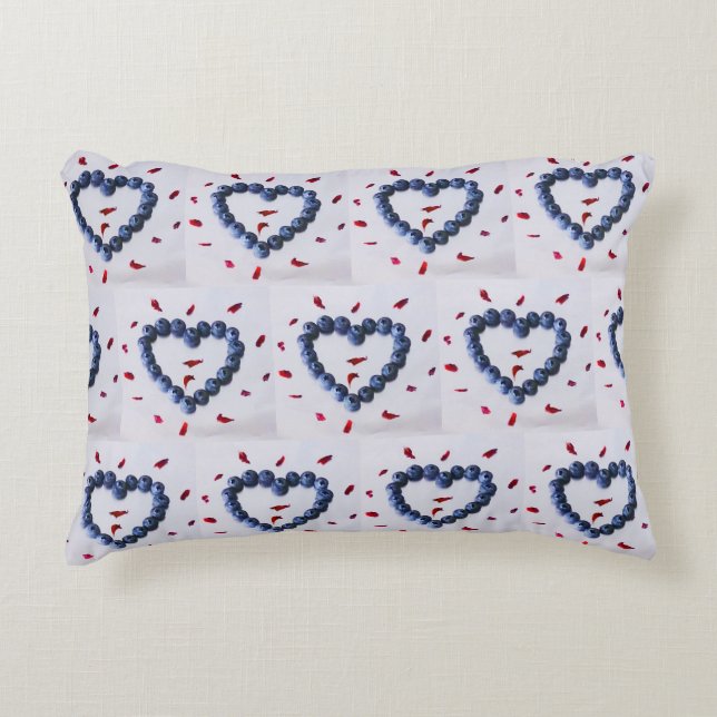 Cute blueberry hearts accent pillow (Front)