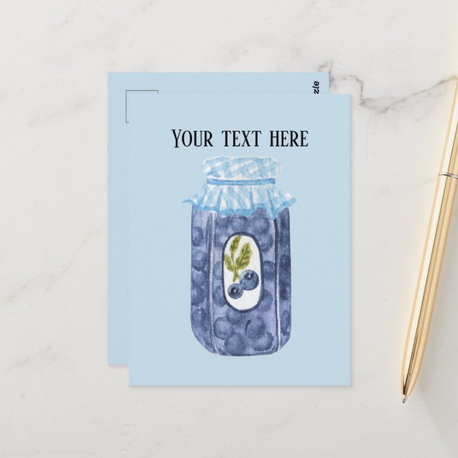 Cute blueberry jam jelly add text  postcard (Front/Back In Situ)