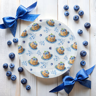 Cute Blueberry Pancake Baby Brunch Baby Shower Paper Plate
