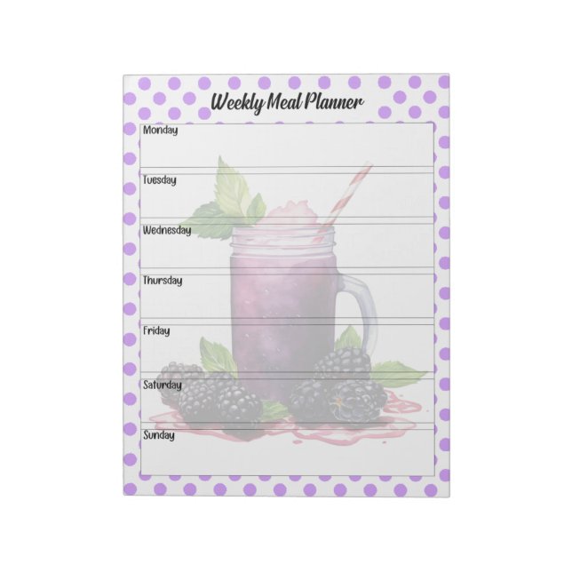 Cute Blueberry Weekly Meal  Notepad (Rotated)