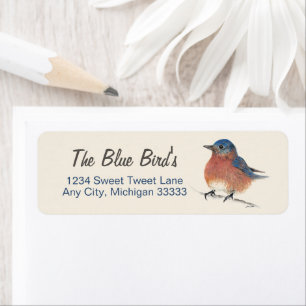 Cute Bluebird Aquarelle Étiquette Art