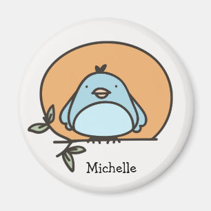 Cute Bluebird Illustration Personalized Name Magnet