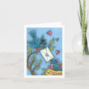 CUTE BLUEBIRD SWEETHEARTS, LOVE BIRD VALENTINE CARD
