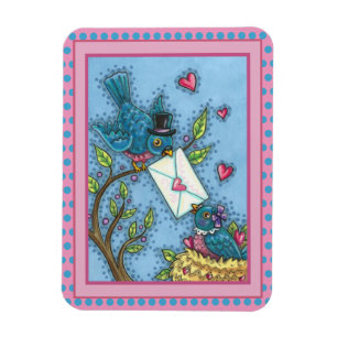 CUTE BLUEBIRD SWEETHEARTS, LOVE BIRD VALENTINE MAGNET