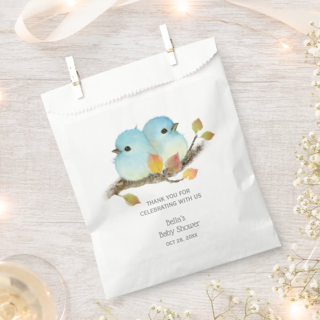 Cute Bluebirds Bird Baby Shower Favour Bag (Clipped)