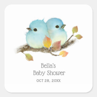 Cute Bluebirds Bird Baby Shower Square Sticker