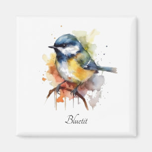 Cute Bluetit on a Branch, custom Magnet