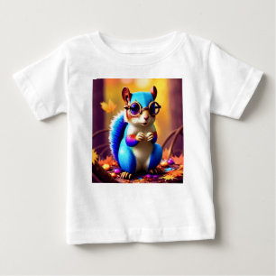 Cute Blur Squirrel with Glasses Baby T-Shirt