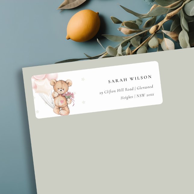 Cute Blush Bear Balloon Floral Bunch Heart Address (Creator Uploaded)