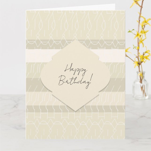 Cute Blush Beige Geometric Pattern Card (Yellow Flower)
