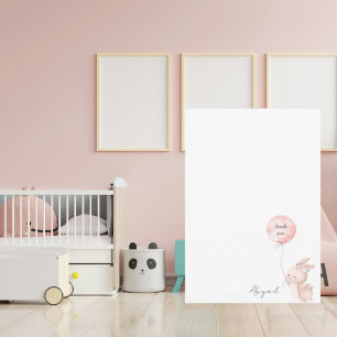 Cute Blush Bunny Script Name Baby Shower Thank You Card