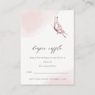 Cute Blush Butterfly Diaper Raffle Baby Shower Enclosure Card