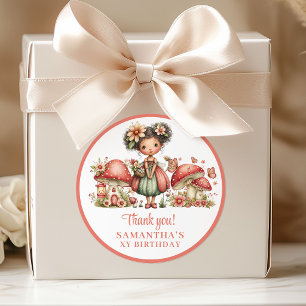 Cute Blush Fairy 4th Birthday Thank You Labels