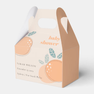 Cute Blush Peach Orange Fruity Bold Baby Shower Favor Box