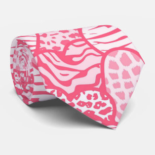 Cute Blush Pink Animal Print Hearts Valentines Day Tie