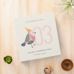 Cute Blush Pink Boho Birdie Any Age Birthday Binder