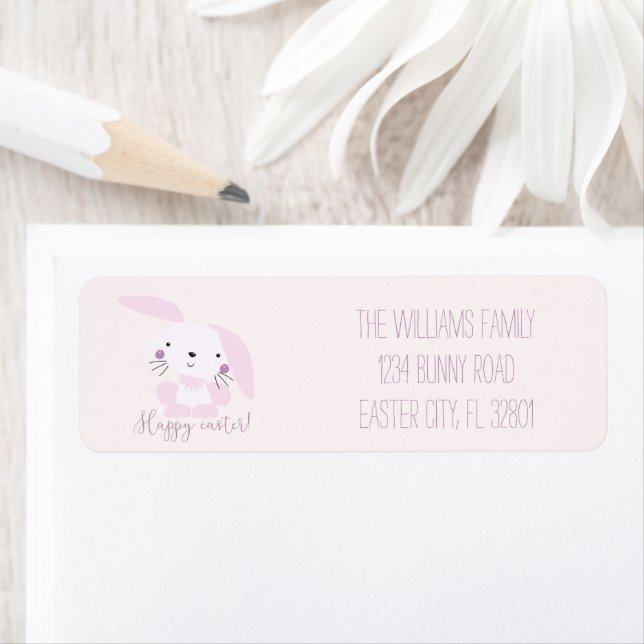 Cute Blush Pink Bunny - Personalized Easter Label (Insitu)