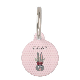 Cute Blush Pink Bunny Personalized Pet Tag