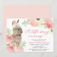 Cute Blush pink Easter bunny couples baby shower