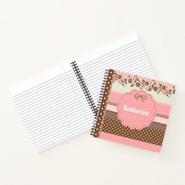 Cute blush pink floral name notebook (Inside)