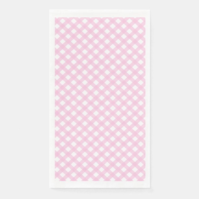 Cute Blush Pink Gingham Pattern  Napkin (Front)