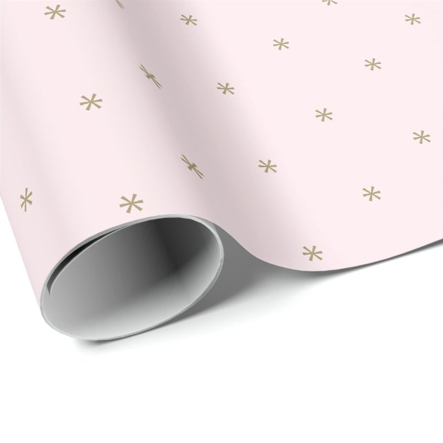 Cute blush pink gold snowflakes winter Holidays Wrapping Paper (Roll Corner)