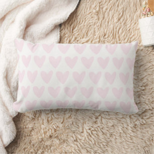 Cute Blush Pink Hearts Pattern Girls Nursery Lumbar Pillow