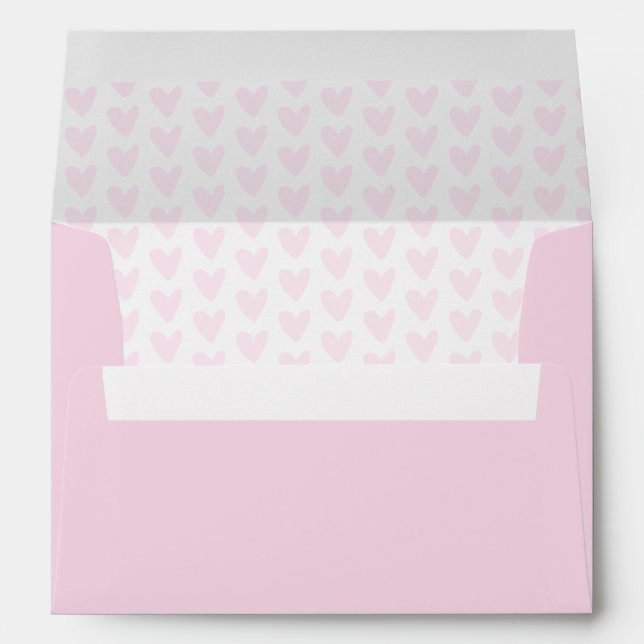 Cute Blush Pink Hearts Pattern Lined Envelopes (Back (Bottom))