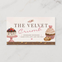 Cute Blush Pink Home Bakery QR Code Business Card