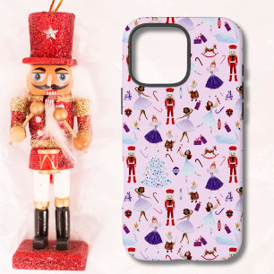 Cute Blush Pink Nutcracker Christmas Pattern iPhone 16 Pro Max Case