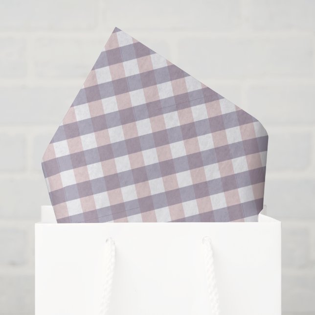 Cute Blush Pink & Purple Gingham Pattern Baby Girl Tissue Paper (Gift Bag)