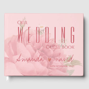 Cute Blush Pink Rose Floral Our Wedding  Guest Book