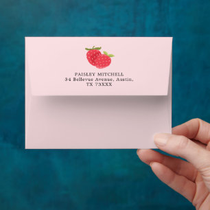 Cute Blush Pink Strawberry Custom Envelope
