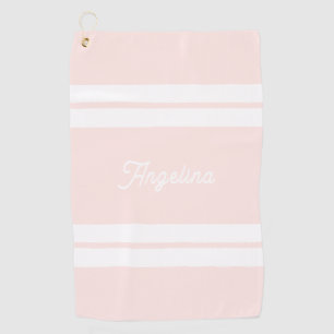 Cute Blush Pink Stripes Pattern Personalized Golf Towel