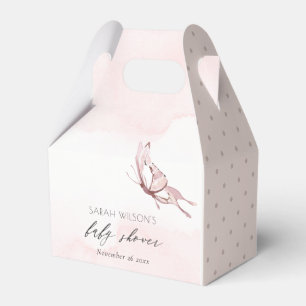 Cute Blush Pink Watercolor Butterfly Baby Shower Favor Box