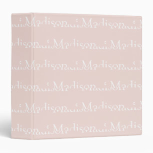 Cute blush pink white custom name text pattern binder