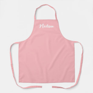 Cute Blush Pink White Script Personalized Womens Apron