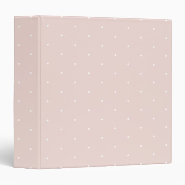Cute blush pink white tiny polka dots pattern binder (Front/Spine)