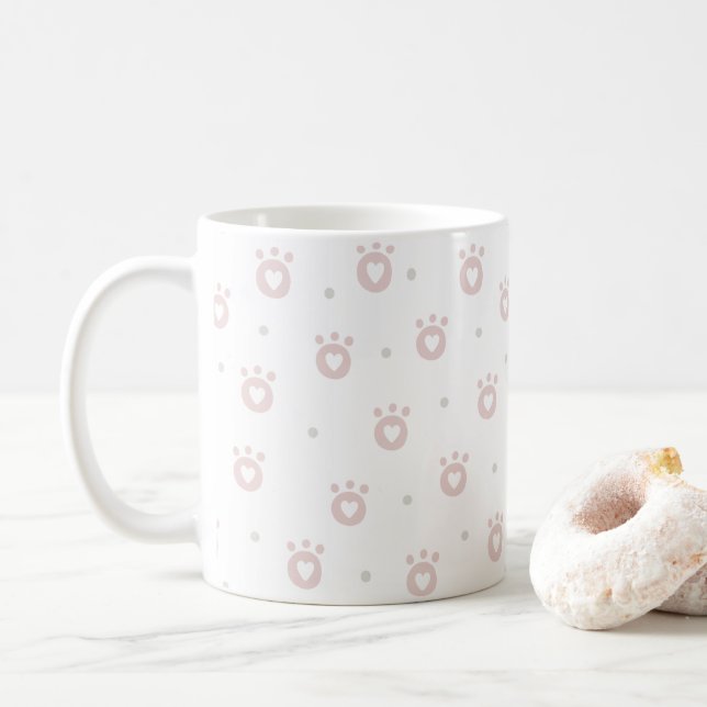 Cute Blush rose Pet Pâtes & Coeurs Mug (Avec donut)