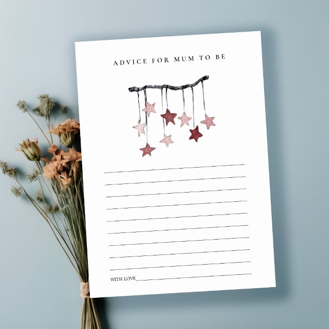 Cute Blush Star Mobile Advice for Mum Baby Shower Enclosure Card (Creator Uploaded)