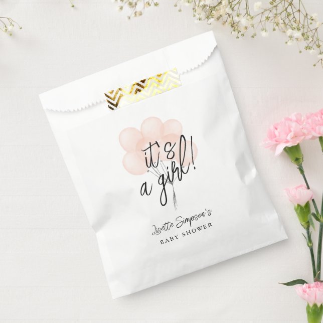 Cute Blush Watercolor Balloons Girl Baby Shower Favour Bag (Sealed)