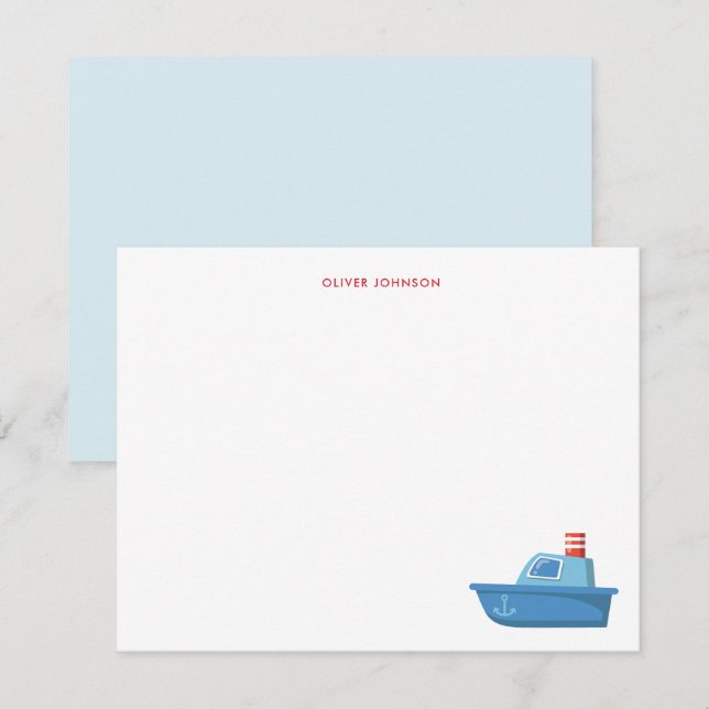 Cute boat Kids thank you  Card (Front/Back)