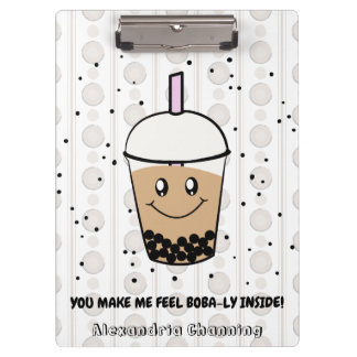 Cute Boba Bubble Tea Pun Personalized Clipboard