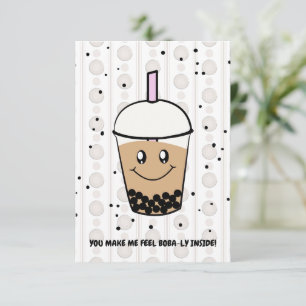 Cute Boba Bubble Tea Pun plat Carte de remerciemen