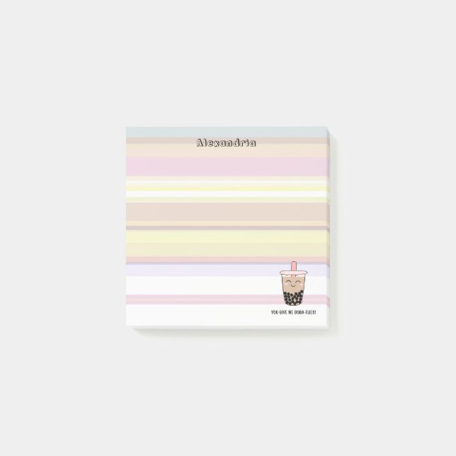 Cute Boba Milk Tea Pun Post-it Notes (Front)